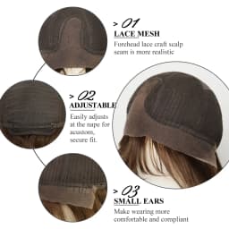 100% Remy Human Hair Transparent Lace Frontal Wig Short Wavy Bob Human Hair Wig Ash Brown Ombre Pixie Cut Hair for White Women