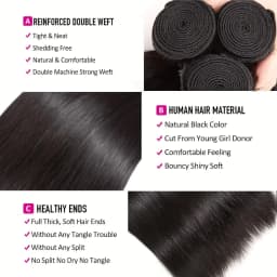 Straight Brazilian Human Hair 3 Bundles with 13x4 Frontal 100% Virgin Hair Natural Hairline Straight Bundles with 4x4 Closure