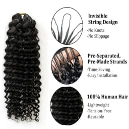 Deep Wave Knotless Pre-Separated Crochet Hair Extensions Human Hair Kinky Curly Crochet Feather Human Hair Extensions 100g/Pack