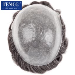 Double knotted Toupee Men 0.06-0.08mm PU Natural Hairline Men Wig Human Hair System Unit 6" Male Hair Prosthesis Soft Male Wig