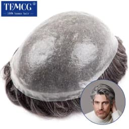 Double knotted Toupee Men 0.06-0.08mm PU Natural Hairline Men Wig Human Hair System Unit 6" Male Hair Prosthesis Soft Male Wig