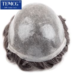 Double knotted Toupee Men 0.06-0.08mm PU Natural Hairline Men Wig Human Hair System Unit 6" Male Hair Prosthesis Soft Male Wig