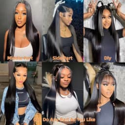 Natural Color Full Lace Wigs Pre Plucked Straight Full Lace Wig Transparent Straight Human Hair Wigs Brazilian Remy Hair