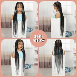 36in Full Lace Cornrow Braided Wigs Synthetic Natural Braiding Hair Wigs Box Braided Lace Wigs with Baby Hair for Black Women