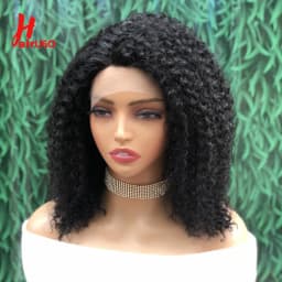 Side Part Lace Kinky Curly Human Hair Wig T Lace Part Frontal Wigs For Women Remy Brazilian Curly Human Hair Wigs 14 Inches 180%