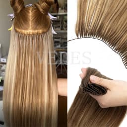 VADES Invisible Feather Hair Extensions Human Hair Long Straight Hair Extension Natural Sew In Microring Hair Weft for Women