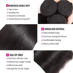Straight Human Hair Bundles with Closure 100% Unprocessed Brazilian Human Hair 3 Bundles with Frontal 4x4 Closure with Baby Hair