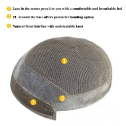 Hollywood-Toupee Lace & PU Base Human Hair Replacement System Unit Toupee Wig For Men Durable Male Hair Prosthesis Men's Wigs