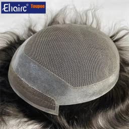 Hollywood-Toupee Lace & PU Base Human Hair Replacement System Unit Toupee Wig For Men Durable Male Hair Prosthesis Men's Wigs