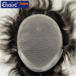 Hollywood-Toupee Lace & PU Base Human Hair Replacement System Unit Toupee Wig For Men Durable Male Hair Prosthesis Men's Wigs
