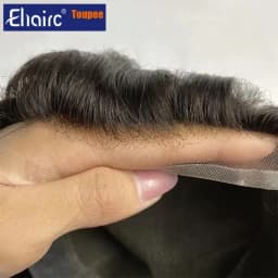 Hollywood-Toupee Lace & PU Base Human Hair Replacement System Unit Toupee Wig For Men Durable Male Hair Prosthesis Men's Wigs