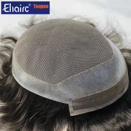Hollywood-Toupee Lace & PU Base Human Hair Replacement System Unit Toupee Wig For Men Durable Male Hair Prosthesis Men's Wigs