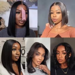 Bob Human Hair Wigs with HD Lace Front 13x6 200% Brazilian Hair Ready to Wear Natural Hairline  Soft and Full Hair Breathable and Lightweight Wig Cap