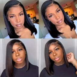 Bob Human Hair Wigs with HD Lace Front 13x6 200% Brazilian Hair Ready to Wear Natural Hairline  Soft and Full Hair Breathable and Lightweight Wig Cap