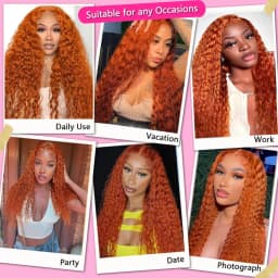 Orange Ginger 13X6 Hd Lace Frontal Wig Deep Wave Curly Colored Wig Lace Front Human Hair For Woman 30 Inch Brazilian 220 Density