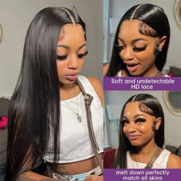 34 36 38 Inch 260 Density Bone Straight 13x4 Lace Frontal Wig Human Hair Wig 13x6 Hd Transparent Lace Frontal Wig For Women Ready To Wear