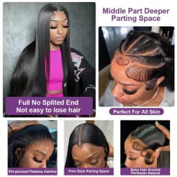 34 36 38 Inch 260 Density Bone Straight 13x4 Lace Frontal Wig Human Hair Wig 13x6 Hd Transparent Lace Frontal Wig For Women Ready To Wear