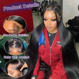 34 36 38 Inch 260 Density Bone Straight 13x4 Lace Frontal Wig Human Hair Wig 13x6 Hd Transparent Lace Frontal Wig For Women Ready To Wear