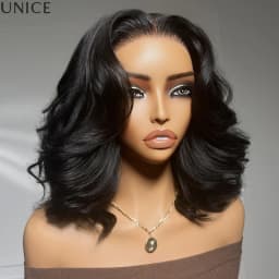 UNICE Layered Blowout Wavy Bob Wig Human Hair Glueless Wig With Drawstring 150% Density