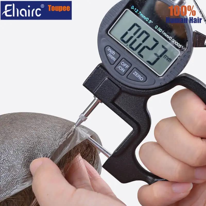 0.02-0.03MM Toupee Men Truly Ultra-Thin Microskin Male Hair Prosthesis Premier Toupee for Men Men's Wig 100% Human Hair System