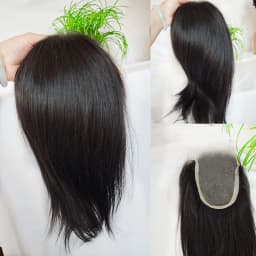 5X7 Lace Closure Remy Human Hair Wigs for Women/Men Hair Topper Swiss Lace with PU Base 9-10 Inch Hair Replacement System