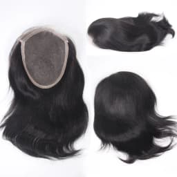 5X7 Lace Closure Remy Human Hair Wigs for Women/Men Hair Topper Swiss Lace with PU Base 9-10 Inch Hair Replacement System