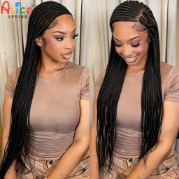 36inch Full Lace Natural Cornrow Braided Wigs Synthetic Braiding Hair Wigs Box Braided Lace Wigs with Baby Hair for Black Women