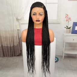 36inch Full Lace Natural Cornrow Braided Wigs Synthetic Braiding Hair Wigs Box Braided Lace Wigs with Baby Hair for Black Women