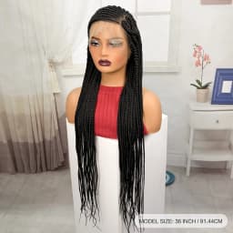 36inch Full Lace Natural Cornrow Braided Wigs Synthetic Braiding Hair Wigs Box Braided Lace Wigs with Baby Hair for Black Women