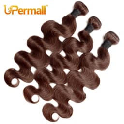 Upermall Chocolate Brown 2/3/4 Human Hair Bundles With Closure kim k 2x6 Straight Body Wave Transparent Middle Part Lace Frontal