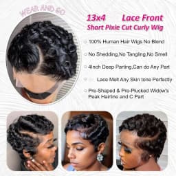 Short Curly Pixie Cut 13x4 Lace Front Wig Human Hair Wigs 13x Lace Frontal Wigs Short Layered Curly wig