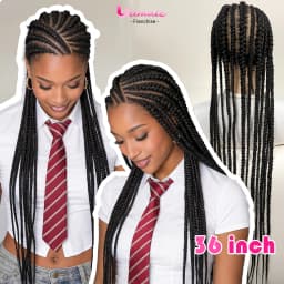 Dutch Braids 36in Synthetic Braided Wigs Fulani Braids Cornrow Transparent Full Lace Braided Wig for Black Women