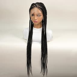 Dutch Braids 36in Synthetic Braided Wigs Fulani Braids Cornrow Transparent Full Lace Braided Wig for Black Women