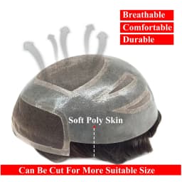 Fine Mono Hair System for Men Lace front with Mono and Skin Hybrid Breathable capillary prosthesis,Human Hair Toupee for Men