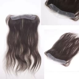 Unisex Tape-On Toupee - Straight Human Hair V-Shape Hairline PU Thin Biological Base Replacement (2x16cm 13inch)