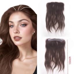 Unisex Tape-On Toupee - Straight Human Hair V-Shape Hairline PU Thin Biological Base Replacement (2x16cm 13inch)