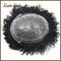 4mm-25m SKIN Injected Full PU Afro Curl Men Toupee Male Capillary Prosthesis Remy Human Hair Systems Men Hair Replacement Units