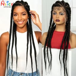 Cornrow Braided Wigs Synthetic Full Lace Braids Wig with Baby Hair Lace Frontal Knotless Braided Lace Wig for Black Women