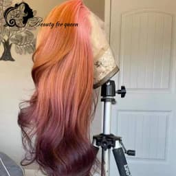 Transparent 13x4 Lace Frontal Wigs Brazilian Human Hair Wig Colored Ombre Pink Brown Body Wave For Women 200 Density Pre Plucked