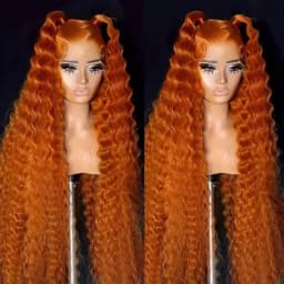 Deep Wave Ginger Orange Lace Front Wig Human Hair 13x6 HD Lace Front with Baby Hair 250% Density Long Curly Wig for Black Women