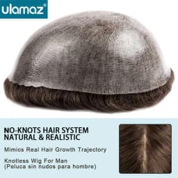 Knotless Skin Male Hair Prosthesis 0.1-0.12mm Skin Hair System For Man Human Hair Men Toupee Men's Capillary Prosthesis Man Wig