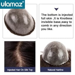 Knotless Skin Male Hair Prosthesis 0.1-0.12mm Skin Hair System For Man Human Hair Men Toupee Men's Capillary Prosthesis Man Wig
