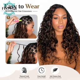 Body Wave Feather Crochet Hair Extension Human Hair Knotless Pre-Separated Crochet Human Hair Extensions Dark Brown Color #27