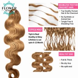 Body Wave Feather Crochet Hair Extension Human Hair Knotless Pre-Separated Crochet Human Hair Extensions Dark Brown Color #27