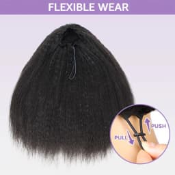 220% Density Kinky Straight Half Wig Human Hair 3 In 1 Half Wig Glueless Wigs Human Hair Drawstring Seamless Wig For Women