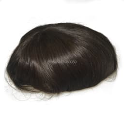 Men's 100% Human India Hair Toupee 8x10 Inch Top Swiss Lace Front with Natural Thin Skin 6 Inch Length Hair Base Stock