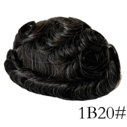Men's 100% Human India Hair Toupee 8x10 Inch Top Swiss Lace Front with Natural Thin Skin 6 Inch Length Hair Base Stock