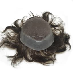 Men's 100% Human India Hair Toupee 8x10 Inch Top Swiss Lace Front with Natural Thin Skin 6 Inch Length Hair Base Stock