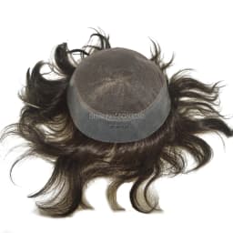 Men's 100% Human India Hair Toupee 8x10 Inch Top Swiss Lace Front with Natural Thin Skin 6 Inch Length Hair Base Stock