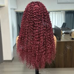 Burgundy Curly Wigs Human Hair 99j 13x4 Lace Front Deep Wave 100% Human Hair Wigs Pre Plucked 13X6 HD Lace Wine Red Colored Wig